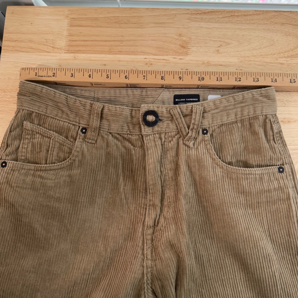 Volcom Billow Cord Loose Tapered Pants Men's Khaki Corduroy High Rise - 27 - Picture 11 of 15